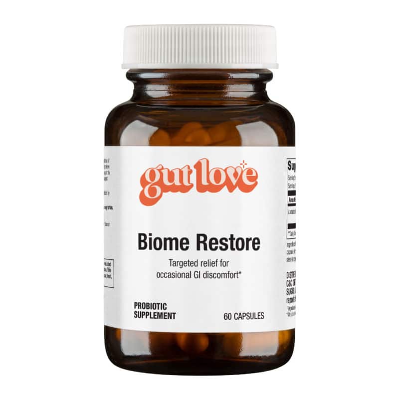 Biome Restore Probiotic Supplement opaque glass bottle