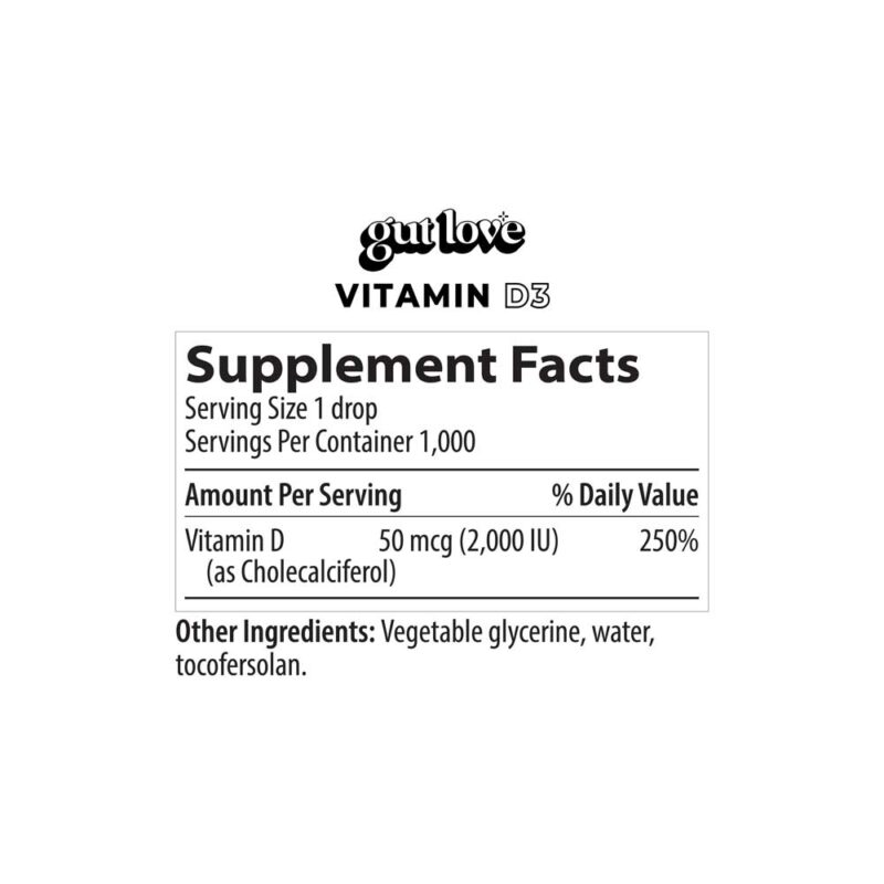 Gut Love Vitamin D3 Supplement Facts