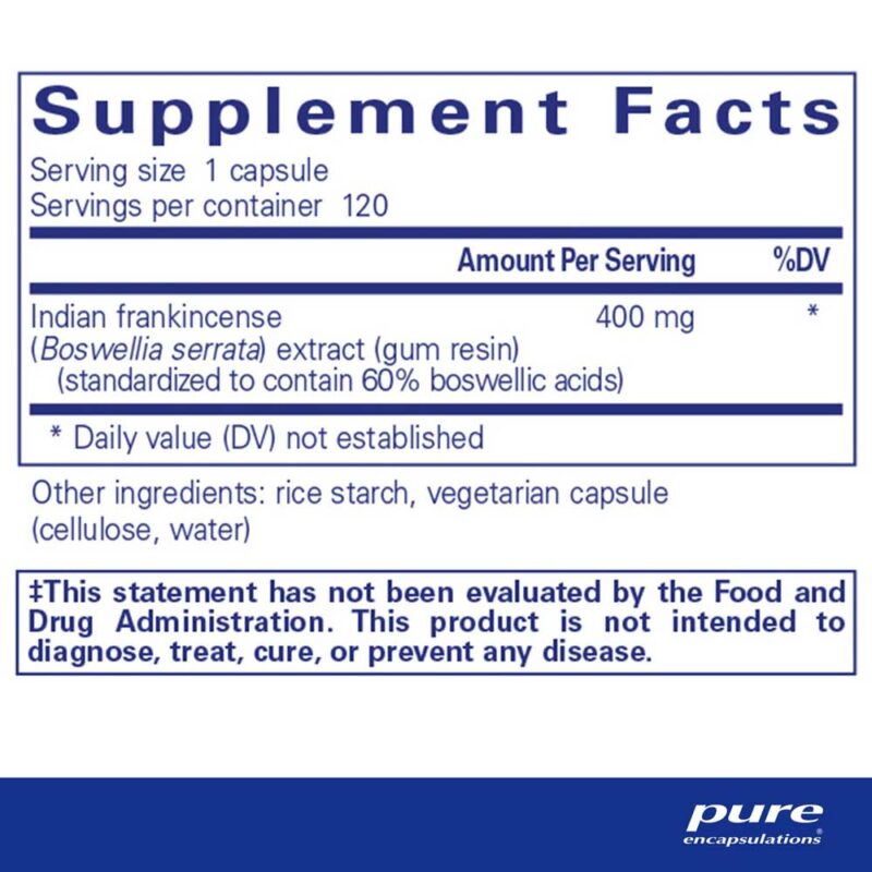 Pure Brand Boswellia Anti-inflammatory Supplement Facts